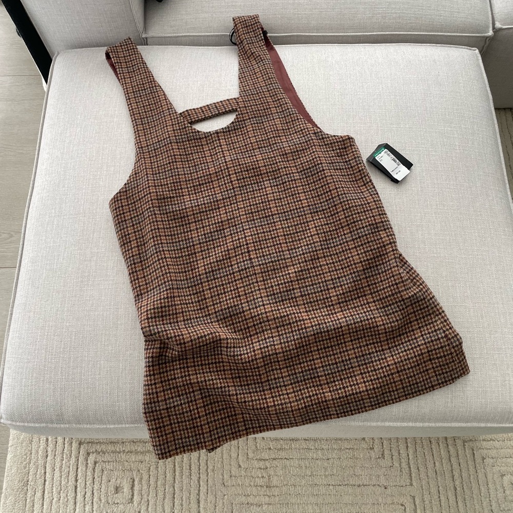 nwt ICONE Plaid pinafore mini dress